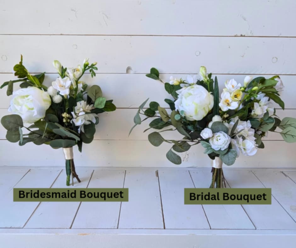 Premium Artificial Silk Flower Bouquet with Peonies and Roses, Cream and Green Natural Bridal Bouquet and Bridesmaid Flowers, Artificial Wedding Flowers, Silk Flower Bouquet, Wedding Bouquets