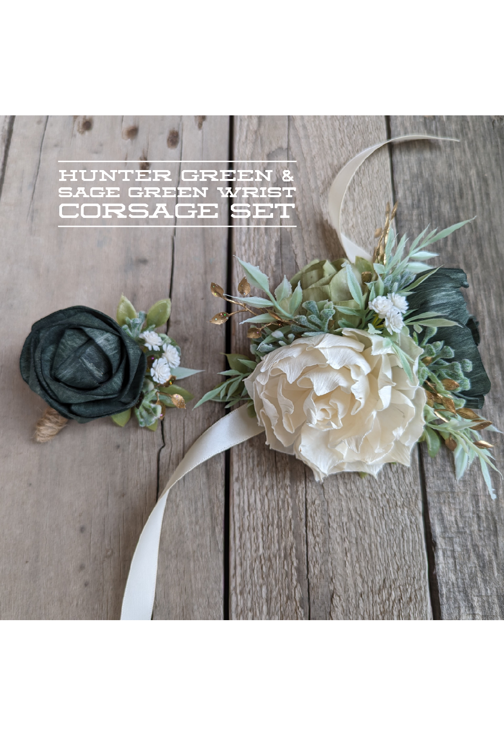 Corsage and Boutonniere Set, Wood Flower Wrist Corsage for Prom, Wooden Flower Corsage for Wedding
