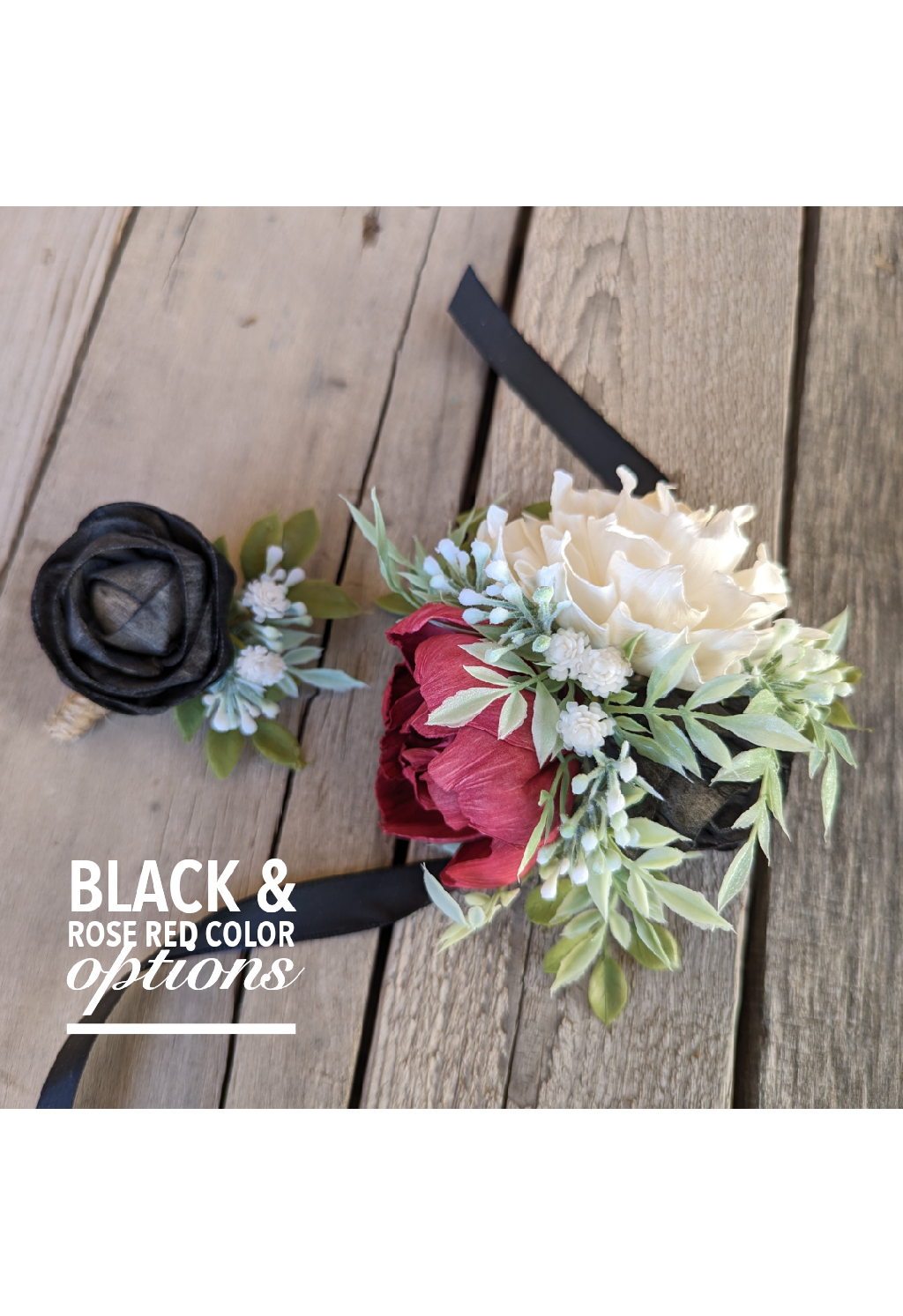 Corsage and Boutonniere Set, Wood Flower Wrist Corsage for Prom, Wooden Flower Corsage for Wedding