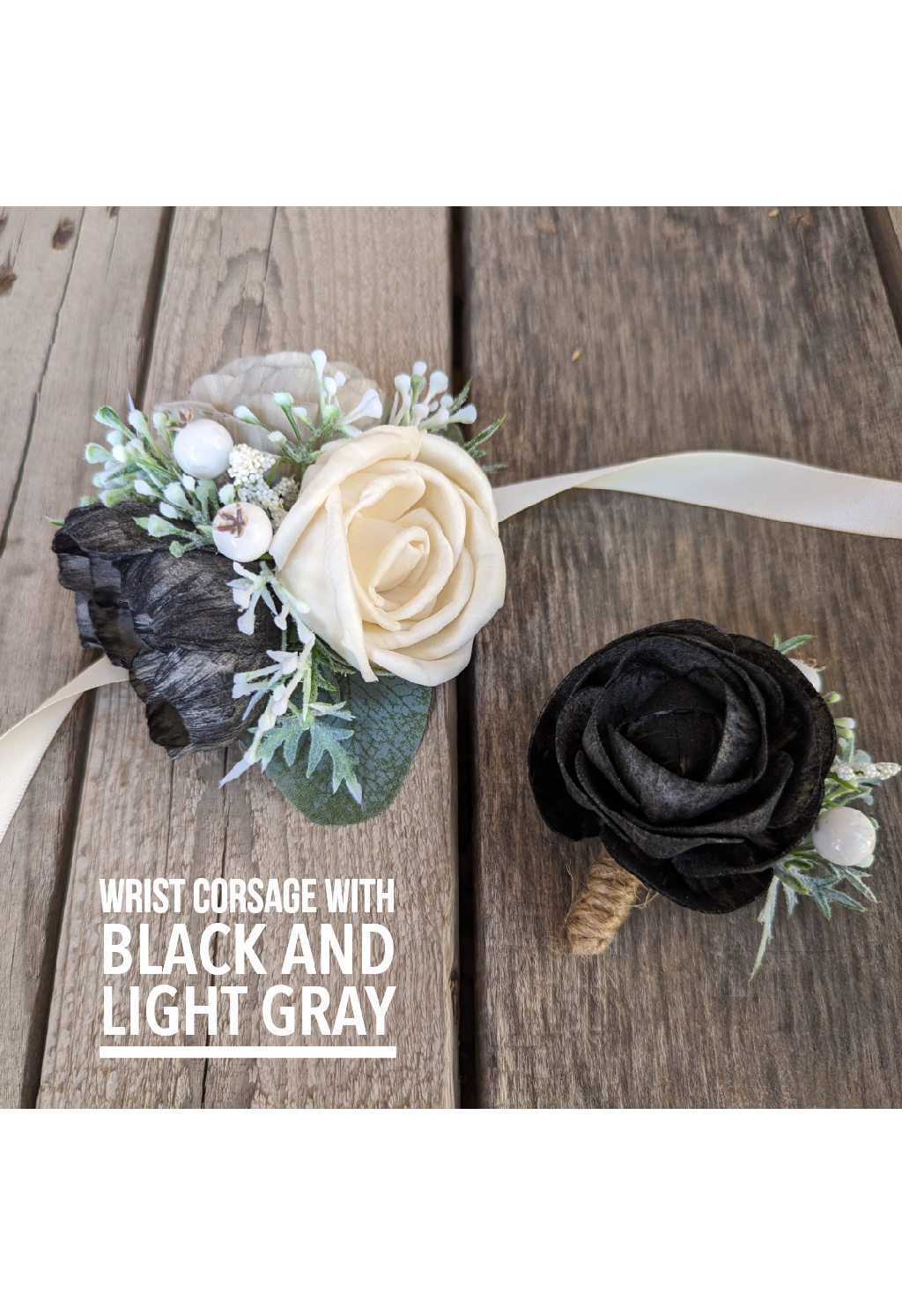 Corsage and Boutonniere Set, Wood Flower Wrist Corsage for Prom, Wooden Flower Corsage for Wedding