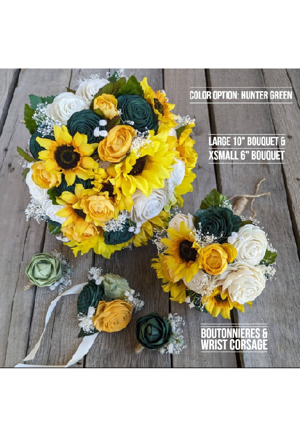 Wood Flower Bouquet with Sunflowers, Sunflower Bridal Bouquet, Wooden Flower Bouquet, Fall Wedding Bouquet, Sola Wood Flowers