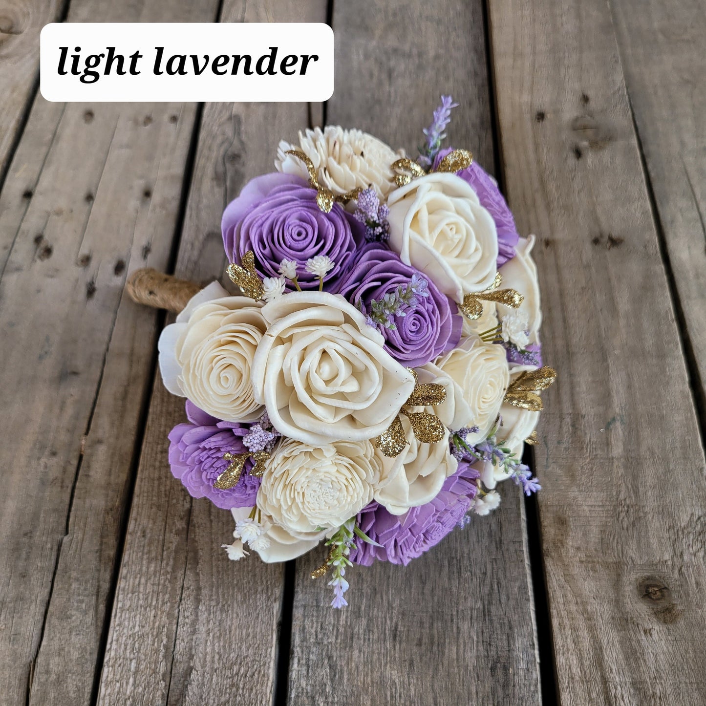 Wood Flower Bridesmaid Bouquet, Artificial Wedding Bouquet, Wooden Bridal Bouquet with Sola Wood Flowers