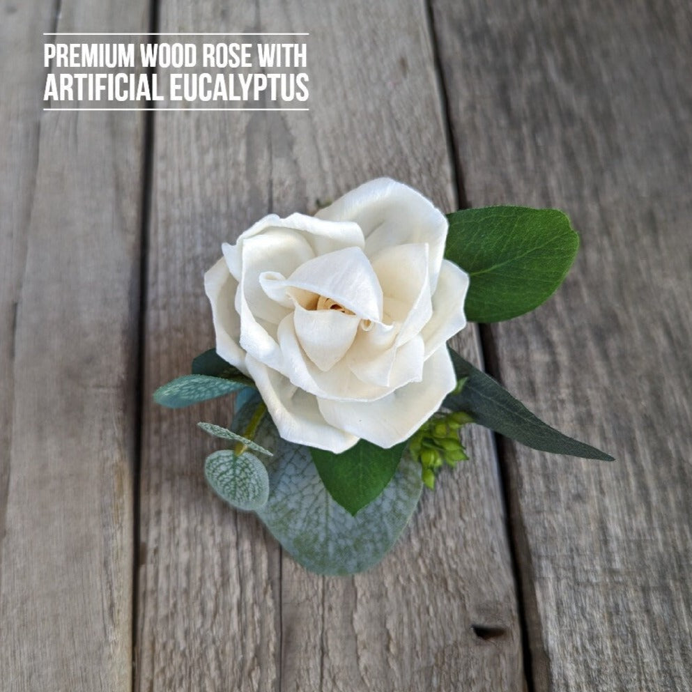 Wood Rose Boutonniere, Groomsmen Boutonniere, Wooden Lapel Pin, Groom Lapel Flower, Sola Wood Flowers