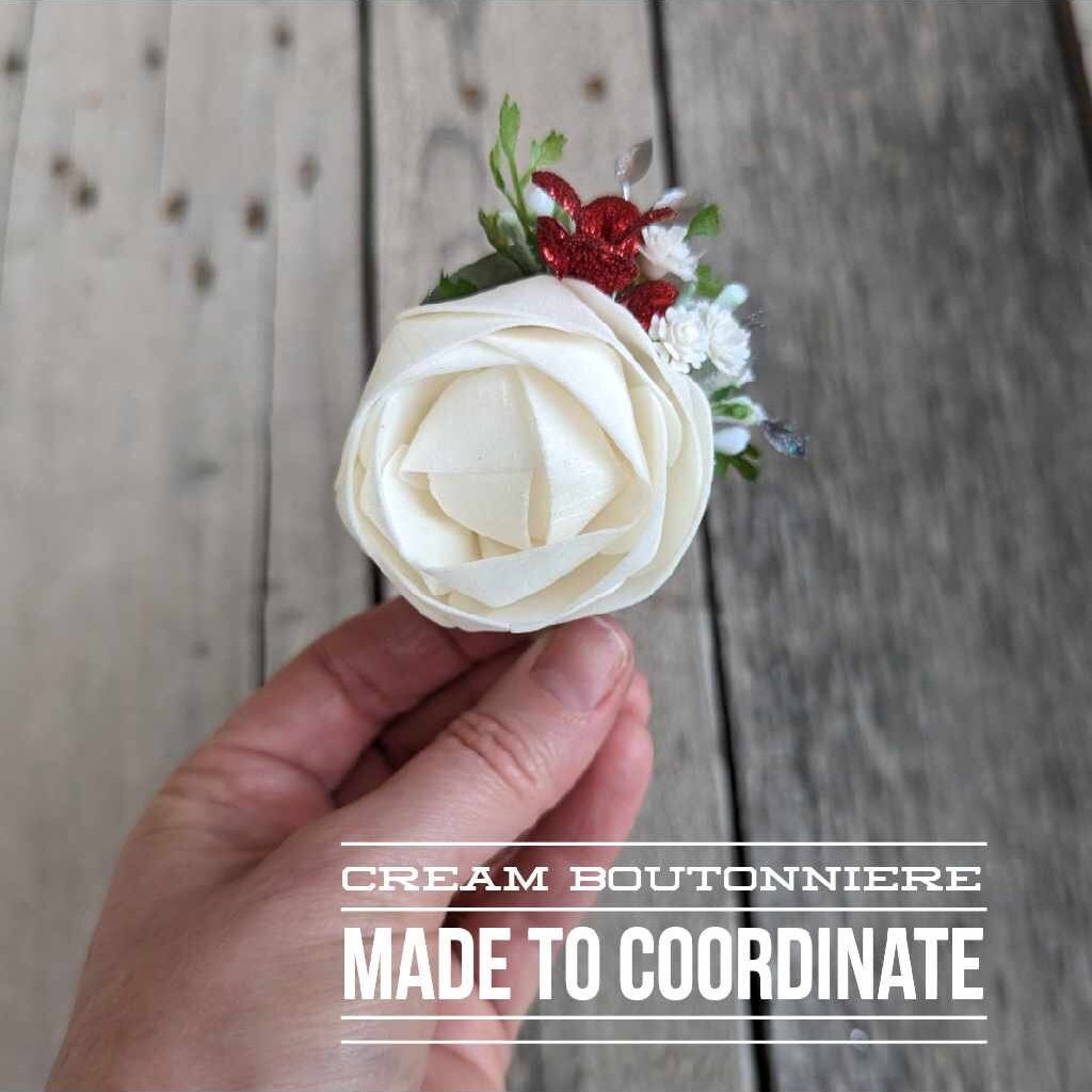Artificial Corsage and Boutonniere Set, Wood Flower Wrist Corsage for Prom, Wooden Flower Corsage for Wedding, Wedding Boutonniere