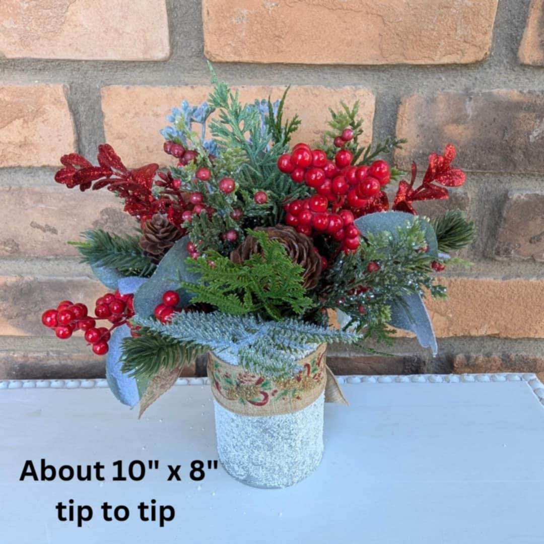 Holiday Pine Cone Flower Mason Jar Arrangement, Christmas Centerpiece, Holiday Hostess Gift, Festive Flower Table Centerpiece