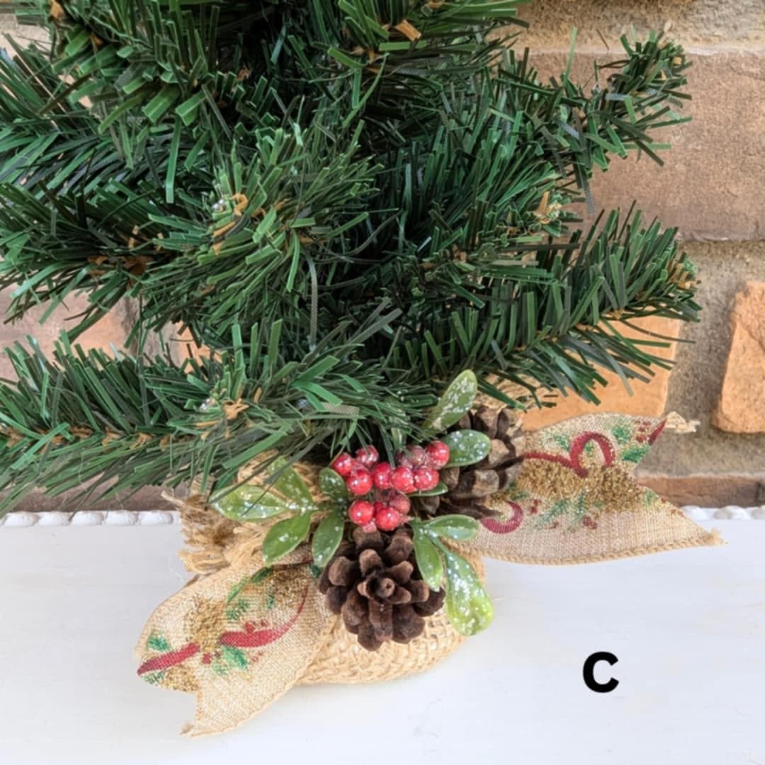 Festive Mini Christmas Tree, Holiday Decor, Faux Christmas Tree Decoration, Holiday Shelf Decor with Pine Cones, Table Centerpiece
