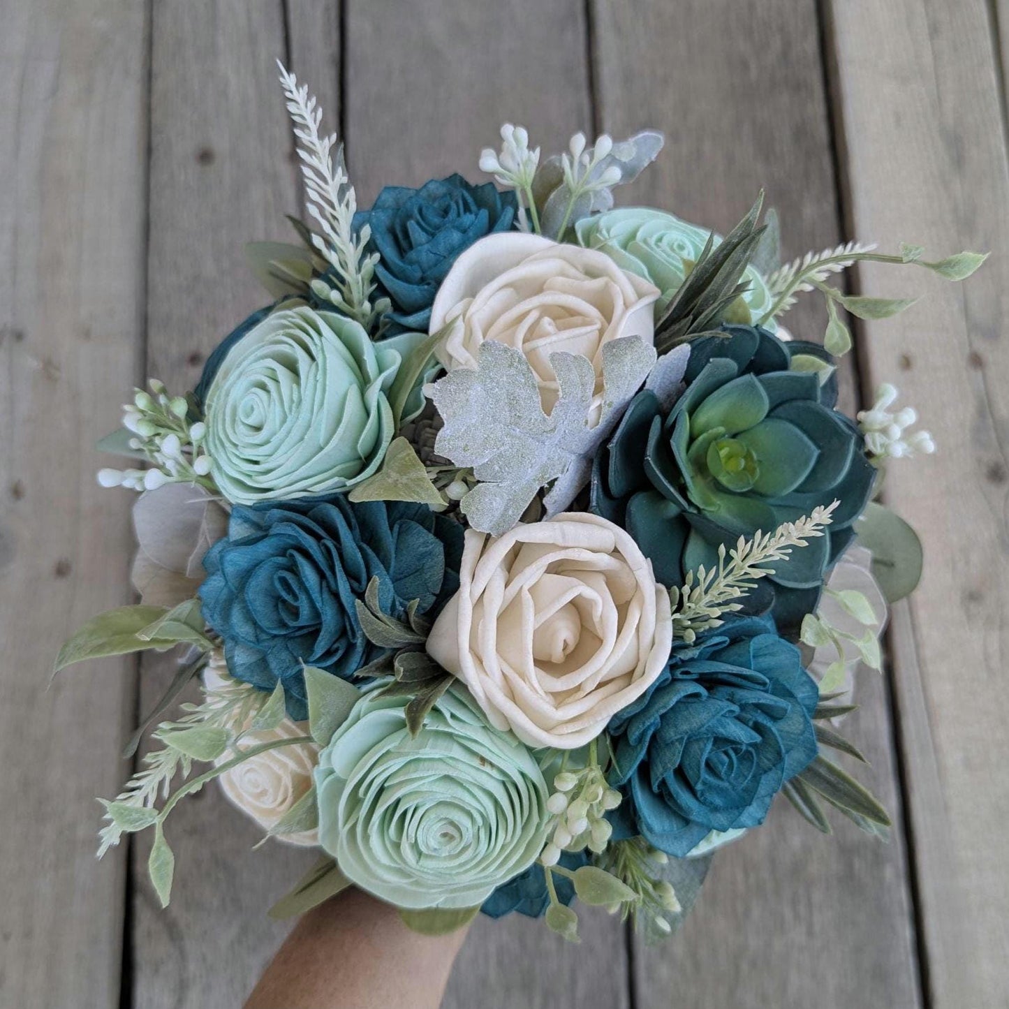 Wood Flower Beach Wedding Bouquet, Wooden Flowers Bridal Bouquet, Beach Inspired Themed Wedding, Artificial Wedding Flowers, Sola Flowers