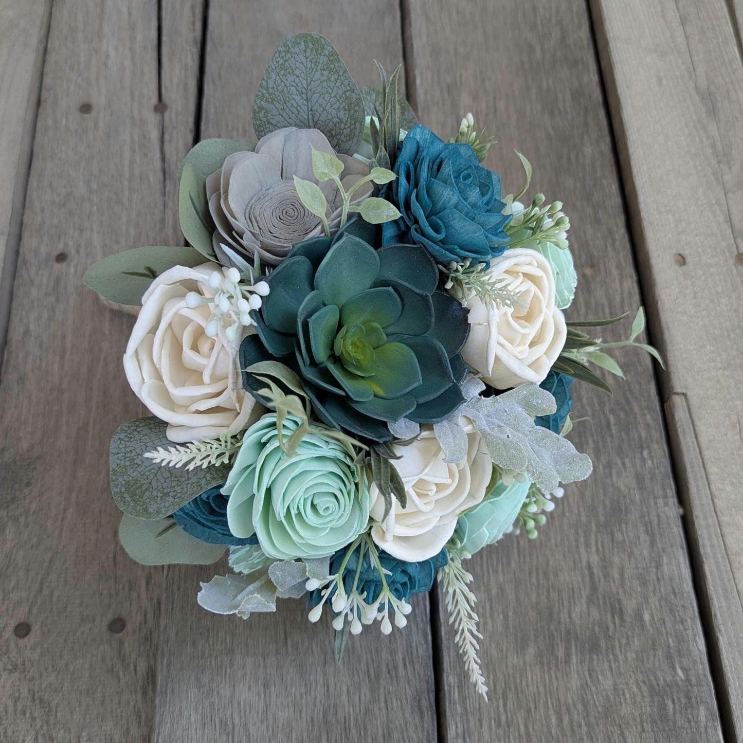Wood Flower Beach Wedding Bouquet, Wooden Flowers Bridal Bouquet, Beach Inspired Themed Wedding, Artificial Wedding Flowers, Sola Flowers
