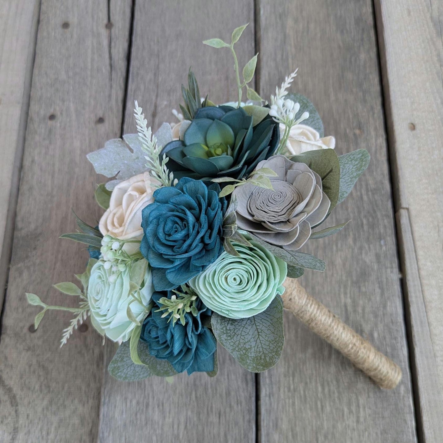 Wood Flower Beach Wedding Bouquet, Wooden Flowers Bridal Bouquet, Beach Inspired Themed Wedding, Artificial Wedding Flowers, Sola Flowers