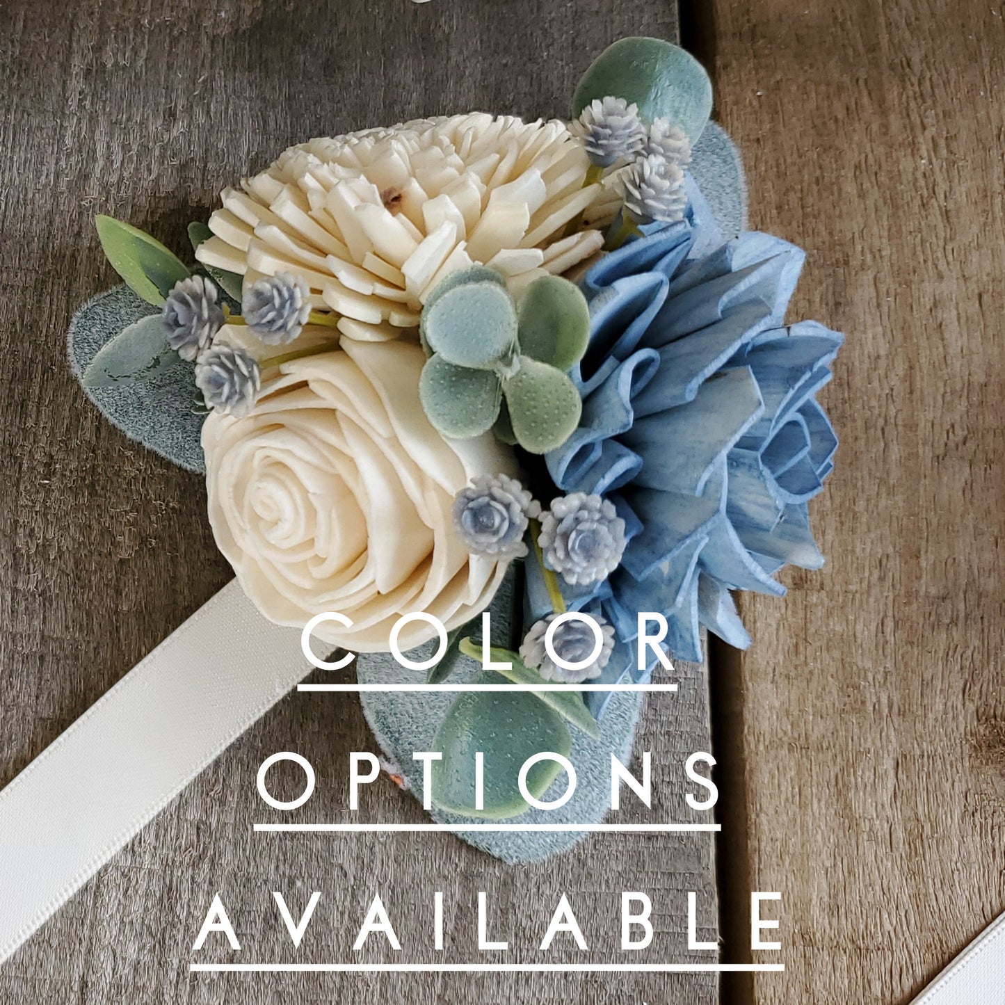 Corsage with Wood Flowers, Sola Wood Flower Wrist Corsage for Prom, Corsage Wristlet for Wedding