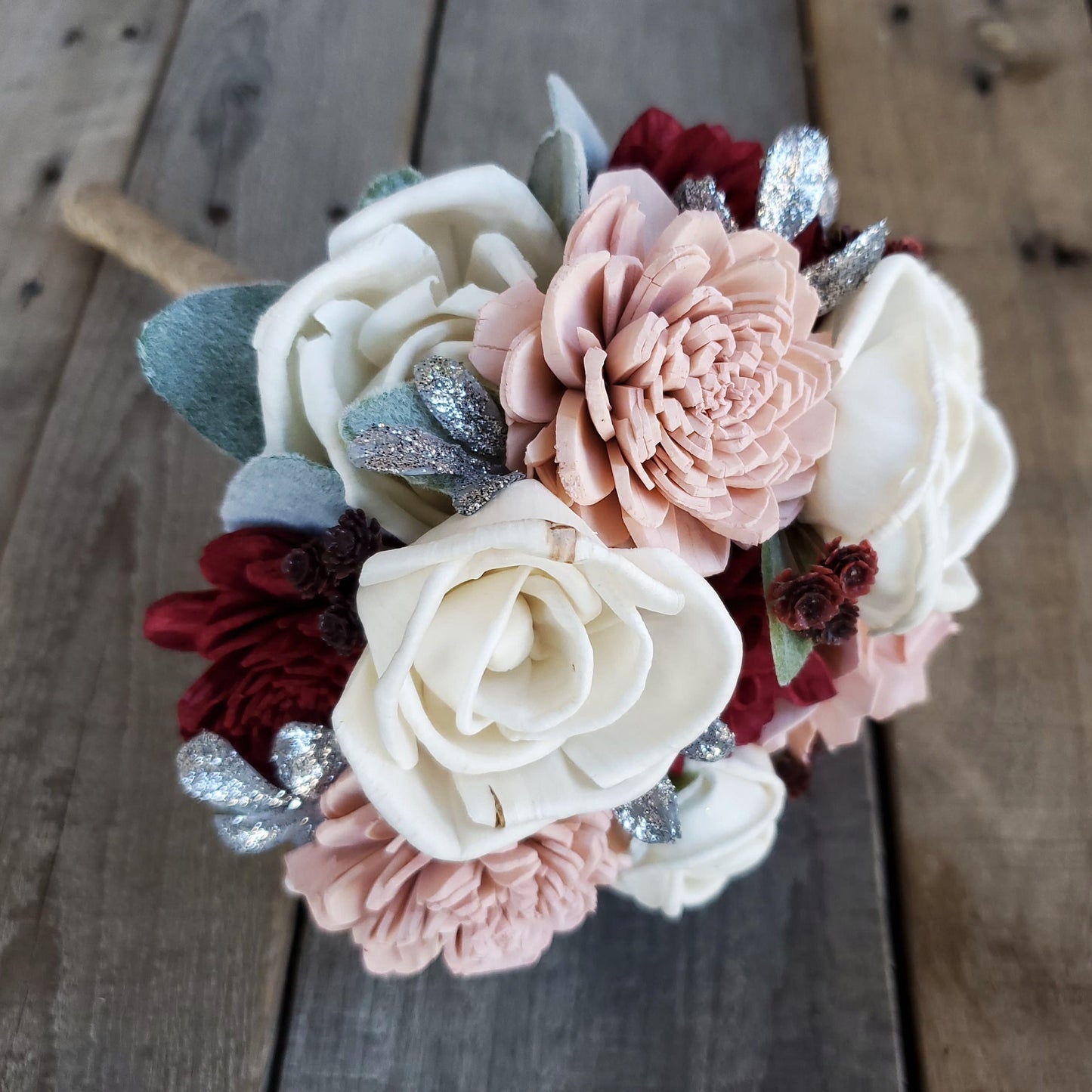 Burgundy Wood Flower Bouquet, Wooden Flower Bouquet, Wood Wedding Flowers, Burgundy Bridal Bouquet, Wedding Bouquets for Bride
