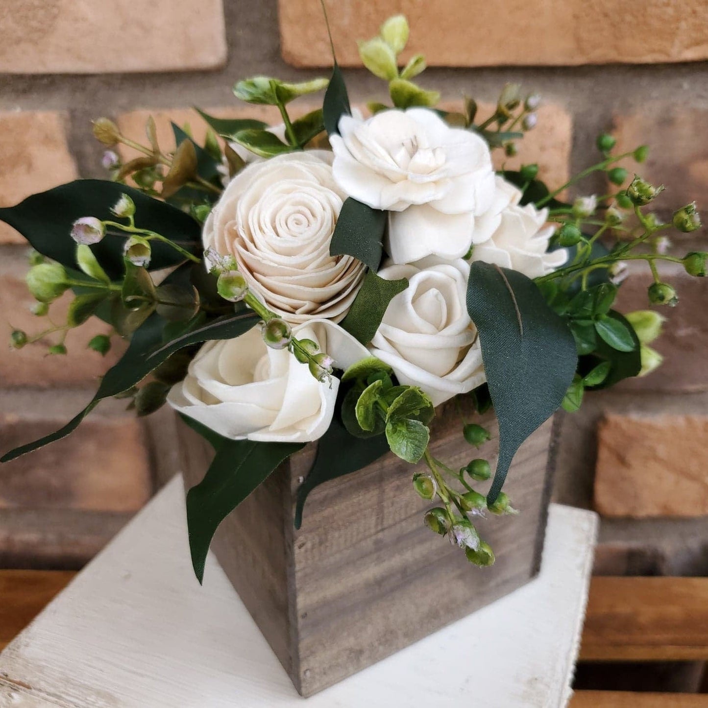 Wood Flower Floral Arrangement, Table Centerpiece, Flower Box, Wedding, Get Well, Flower Arrangement, Shelf Decor Mother's Day