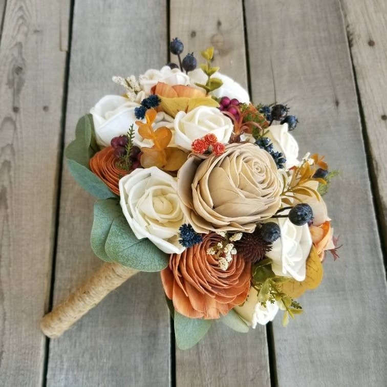 Fall Wedding Bouquet, Sola Wood Flowers, Fall Bridal Bouquet, Wooden Flowers, Wood Wedding Flower Bouquet