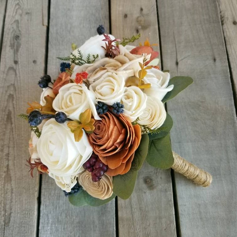 Fall Wedding Bouquet, Sola Wood Flowers, Fall Bridal Bouquet, Wooden Flowers, Wood Wedding Flower Bouquet