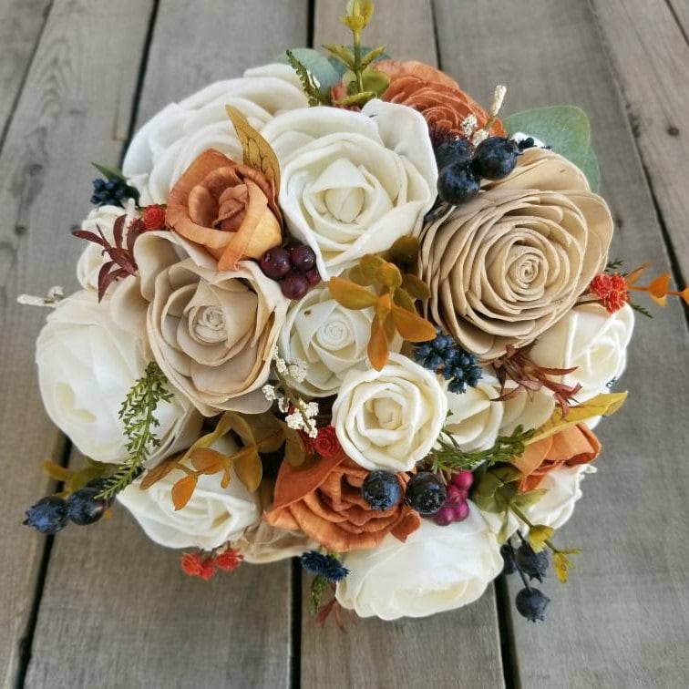 Fall Wedding Bouquet, Sola Wood Flowers, Fall Bridal Bouquet, Wooden Flowers, Wood Wedding Flower Bouquet