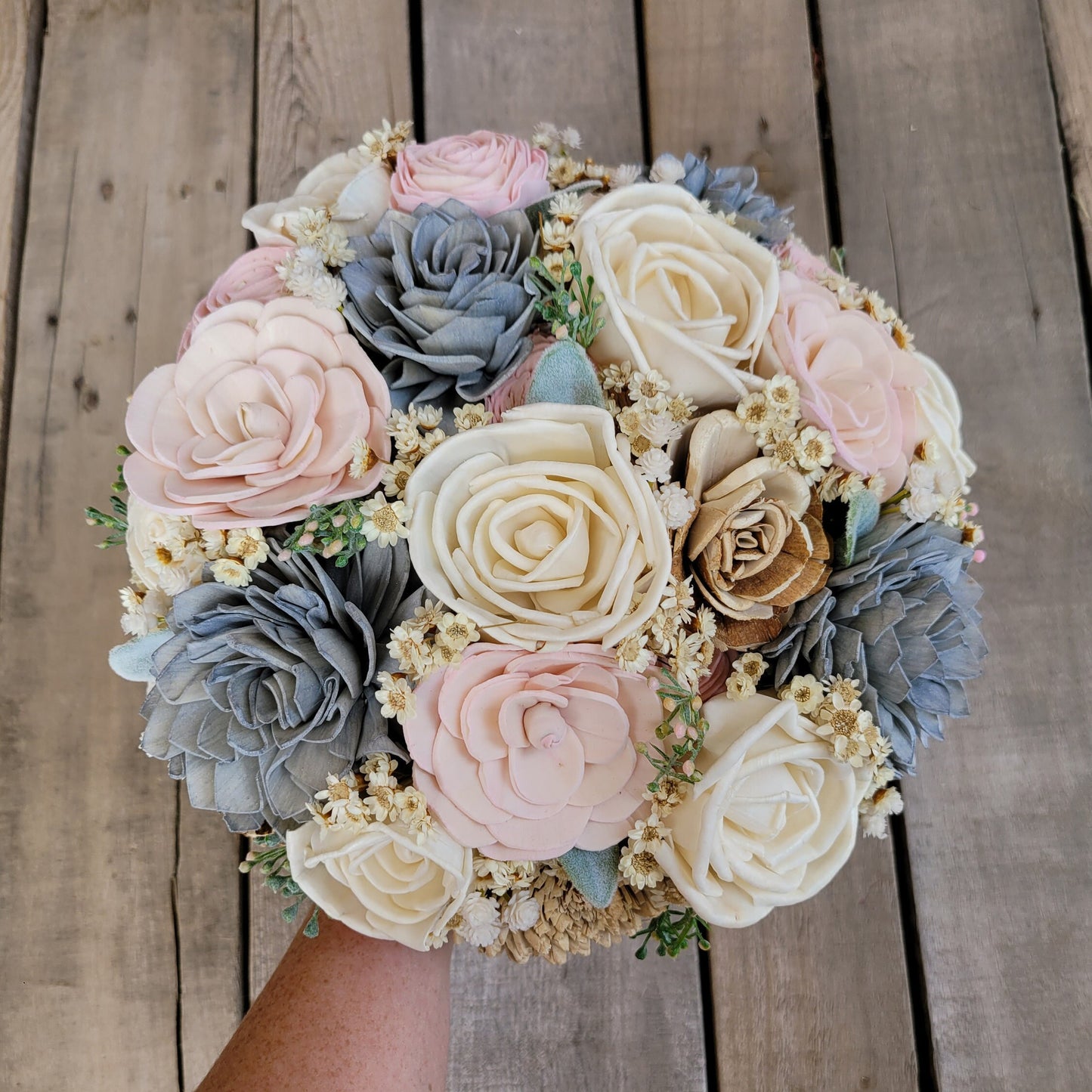 Wood Flower Bride Bouquet, Rustic Wedding Flowers, Bridal Bouquet with Pearls, Wooden Flowers