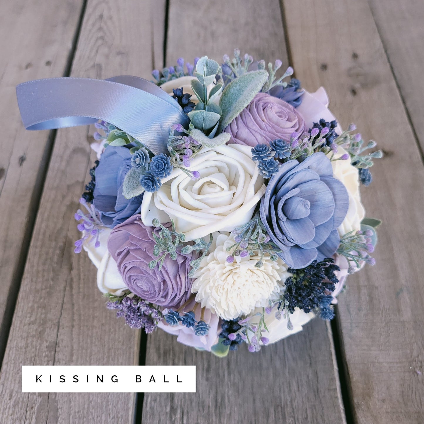 Wood Flower Bouquet, Lavender Wedding Bouquet, Dusty Blue Bridal Bouquet, Sola Wood Flowers, Fake Wedding Flowers