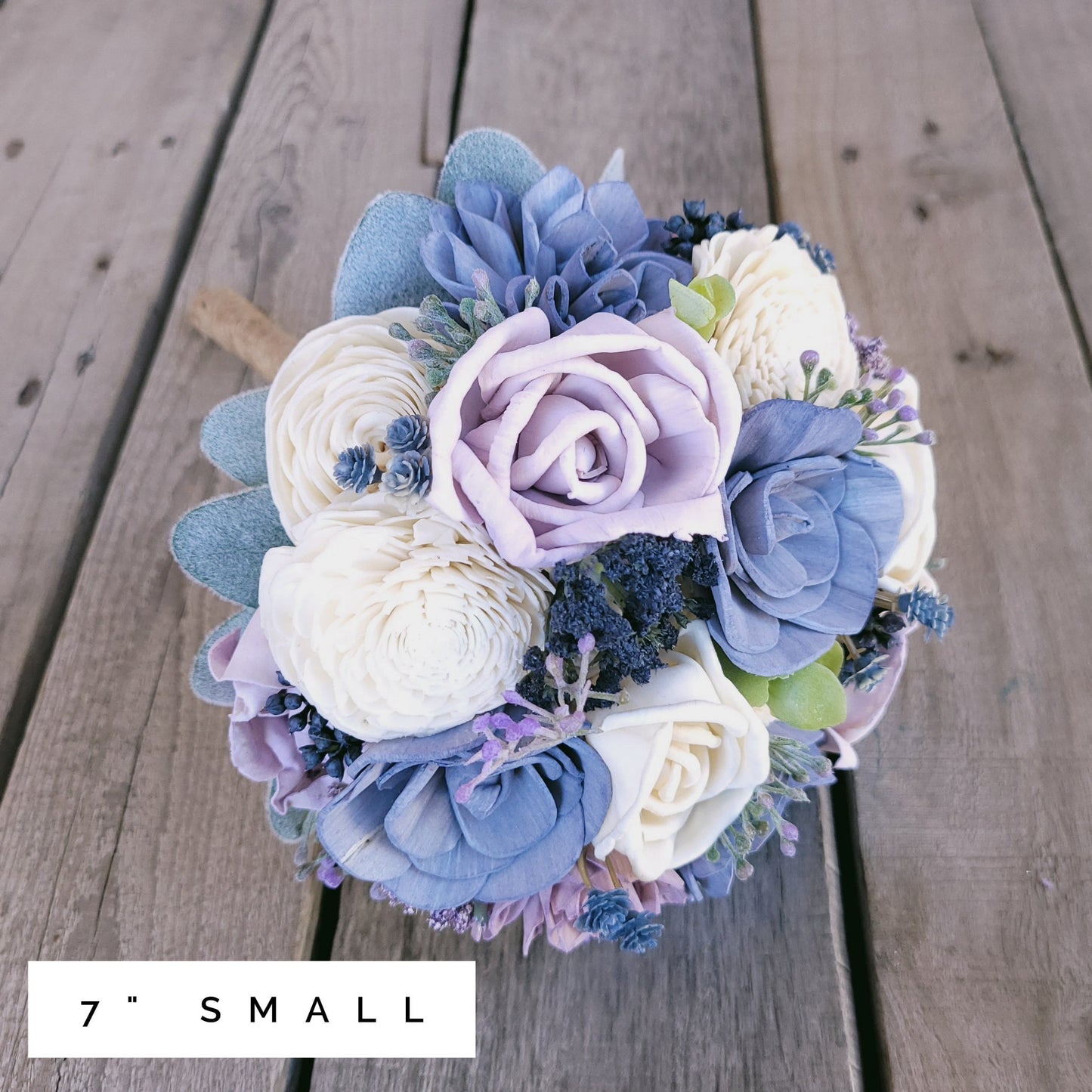 Wood Flower Bouquet, Lavender Wedding Bouquet, Dusty Blue Bridal Bouquet, Sola Wood Flowers, Fake Wedding Flowers