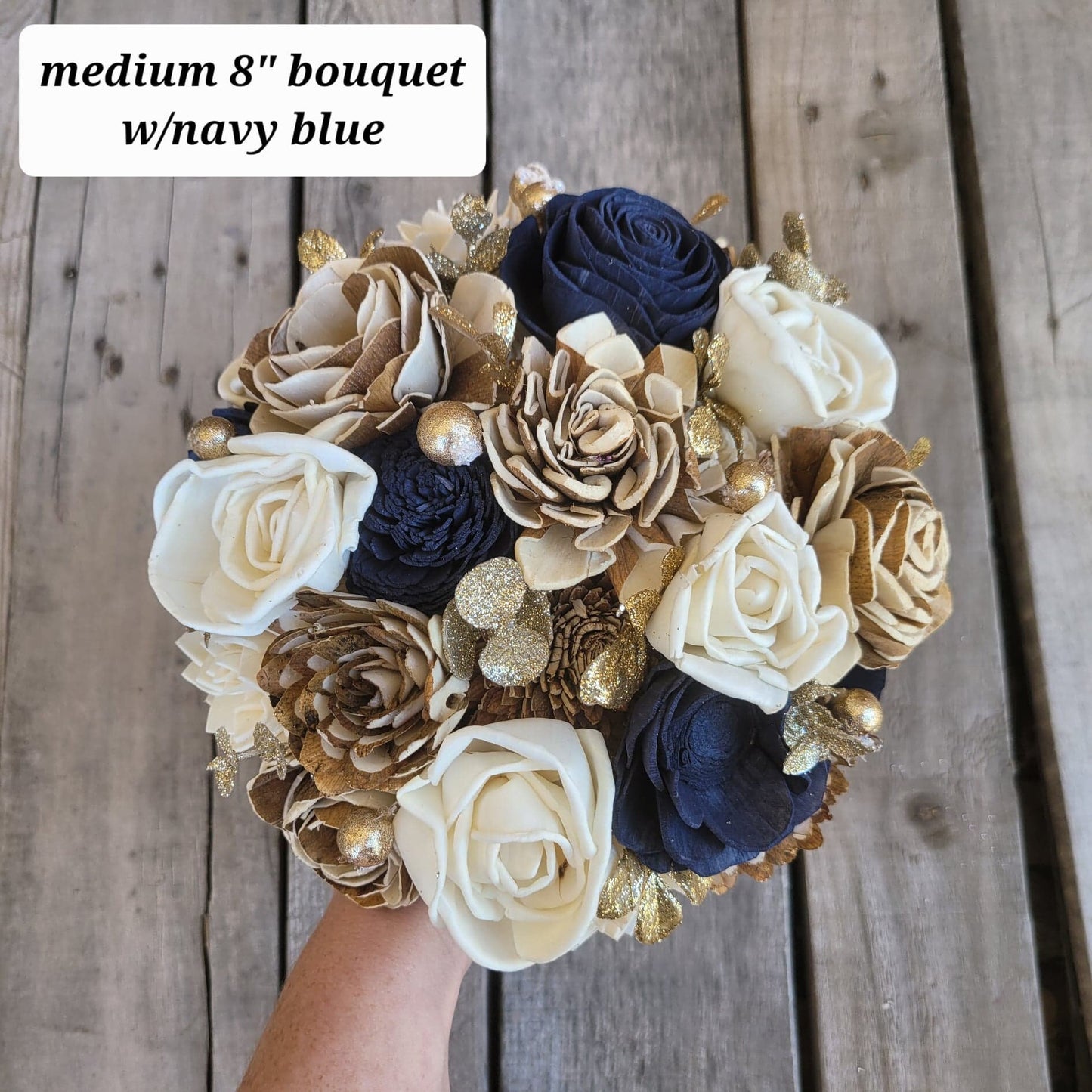 Gold Wood Flower Bridal Bouquet, Quinceanera Bouquet, Wedding Bouquet, Flowers for Bride or Bridesmaid