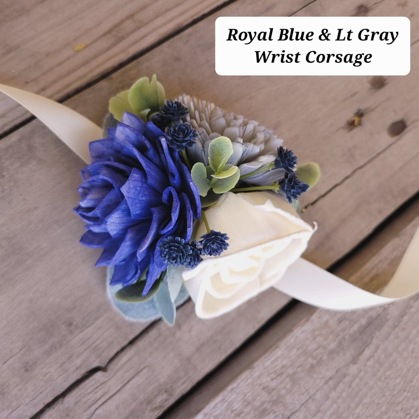 Corsage with Wood Flowers, Sola Wood Flower Wrist Corsage for Prom, Corsage Wristlet for Wedding