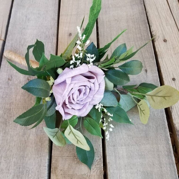 Wood Flower Bouquet, Single Stem Bouquet for Bridesmaid, Wedding Bouquets, Single Flower Bouquet, Wooden Flower Bouquet, Bridal Toss Bouquet