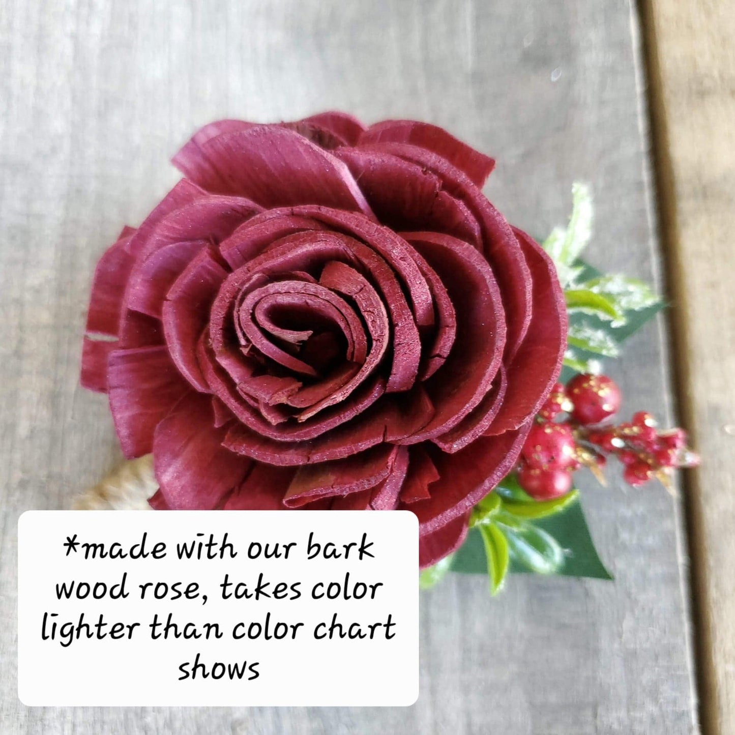 Christmas Wood Flower Boutonniere, Holiday Wedding Flowers, Christmas Wedding Boutonniere, Groom Flower, Lapel Pin, Groomsmen Pinned Flower