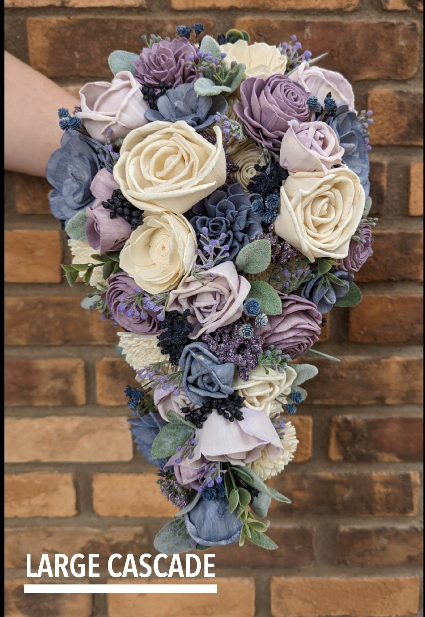 Wood Flower Bouquet, Lavender Wedding Bouquet, Dusty Blue Bridal Bouquet, Sola Wood Flowers, Fake Wedding Flowers