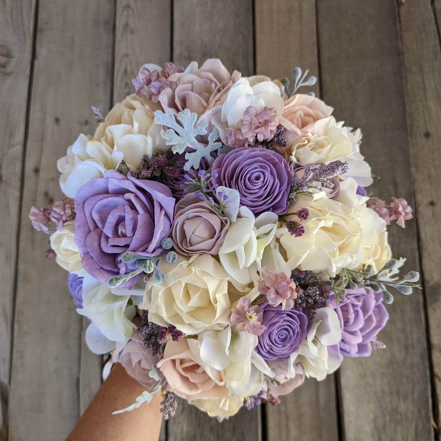 Lavender Wood Flower Bouquet, Purple Bridal Bouquet, Wedding Flowers, Wooden Flowers Bouquet, Wood Wedding Bouquet, Quinceanera Bouquet