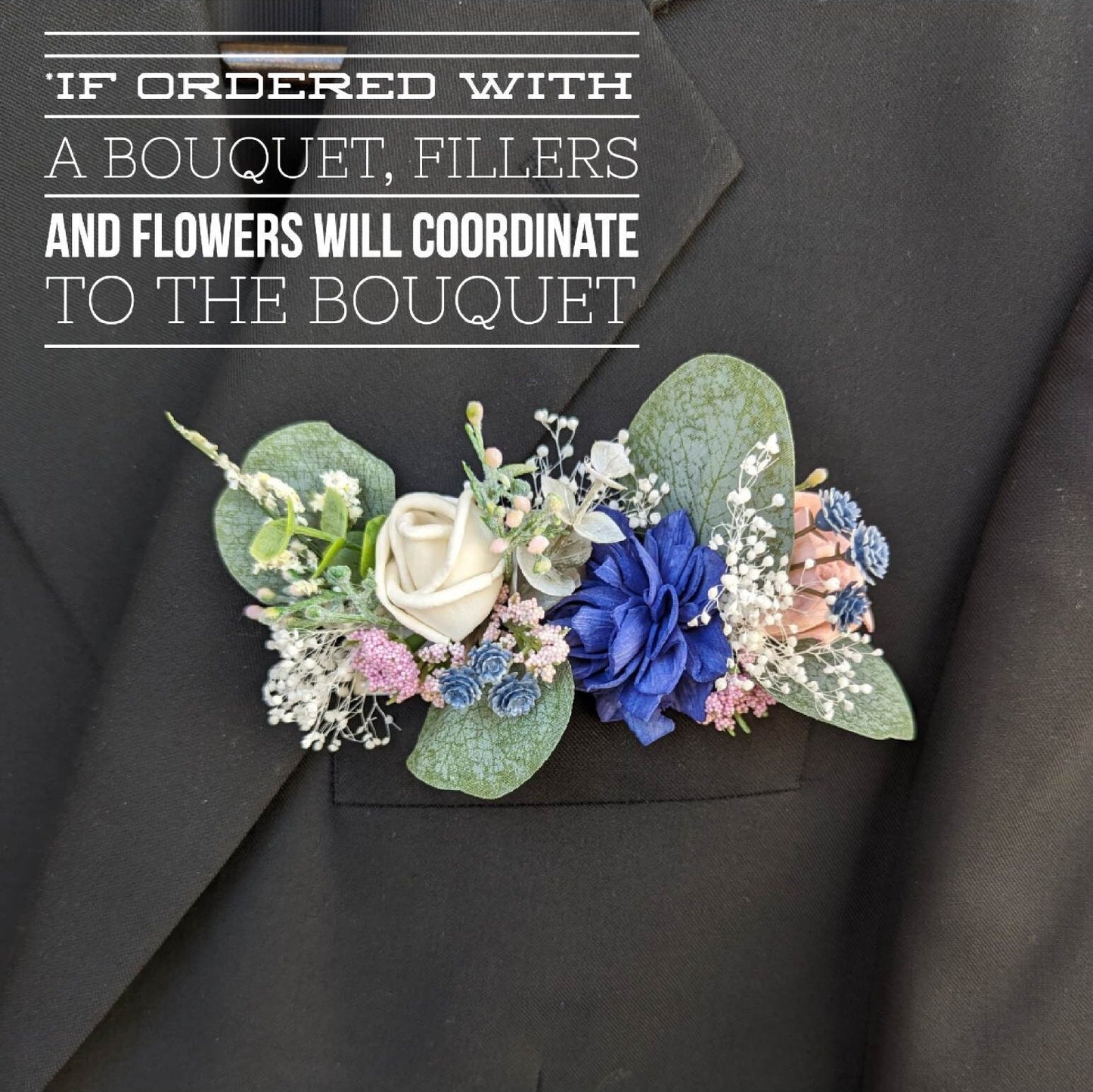 Wood Flower Pocket Boutonniere for Groom, Wooden Flowers Groom Boutonniere, Groomsmen Wedding Flowers, Wedding Boutonniere