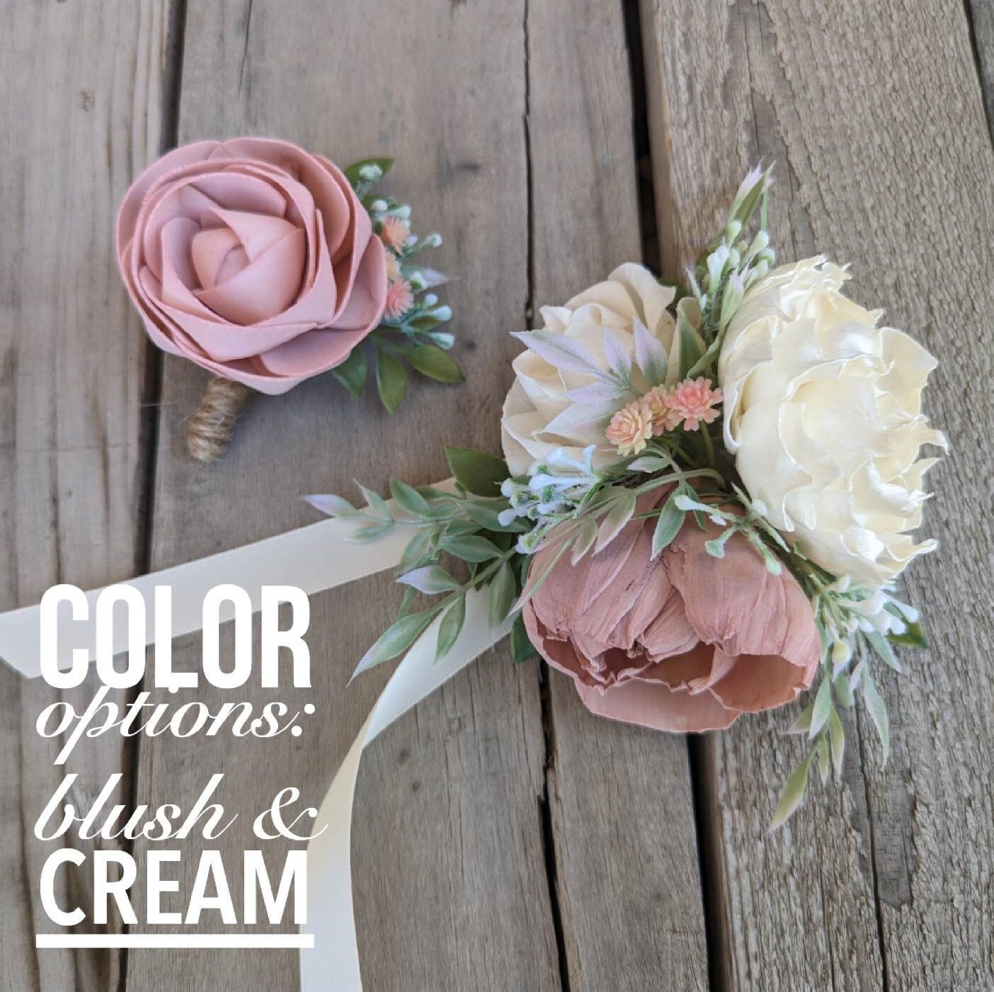 Corsage and Boutonniere Set, Wood Flower Wrist Corsage for Prom, Wooden Flower Corsage for Wedding