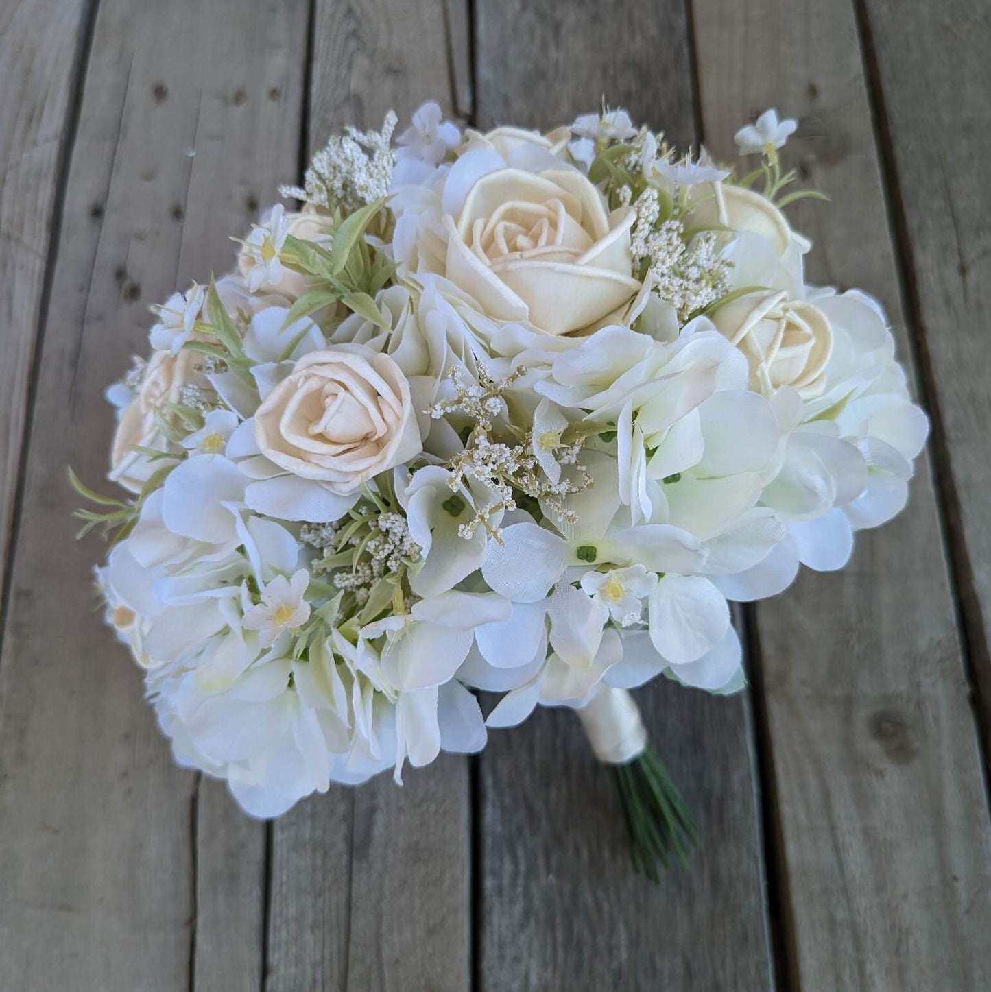 Wood Flower Bouquet and Boutonniere Set, Silk Flower Bouquet, Sola Wood Flowers, Wedding Bouquet Set, Bridal Bouquet and Boutonniere