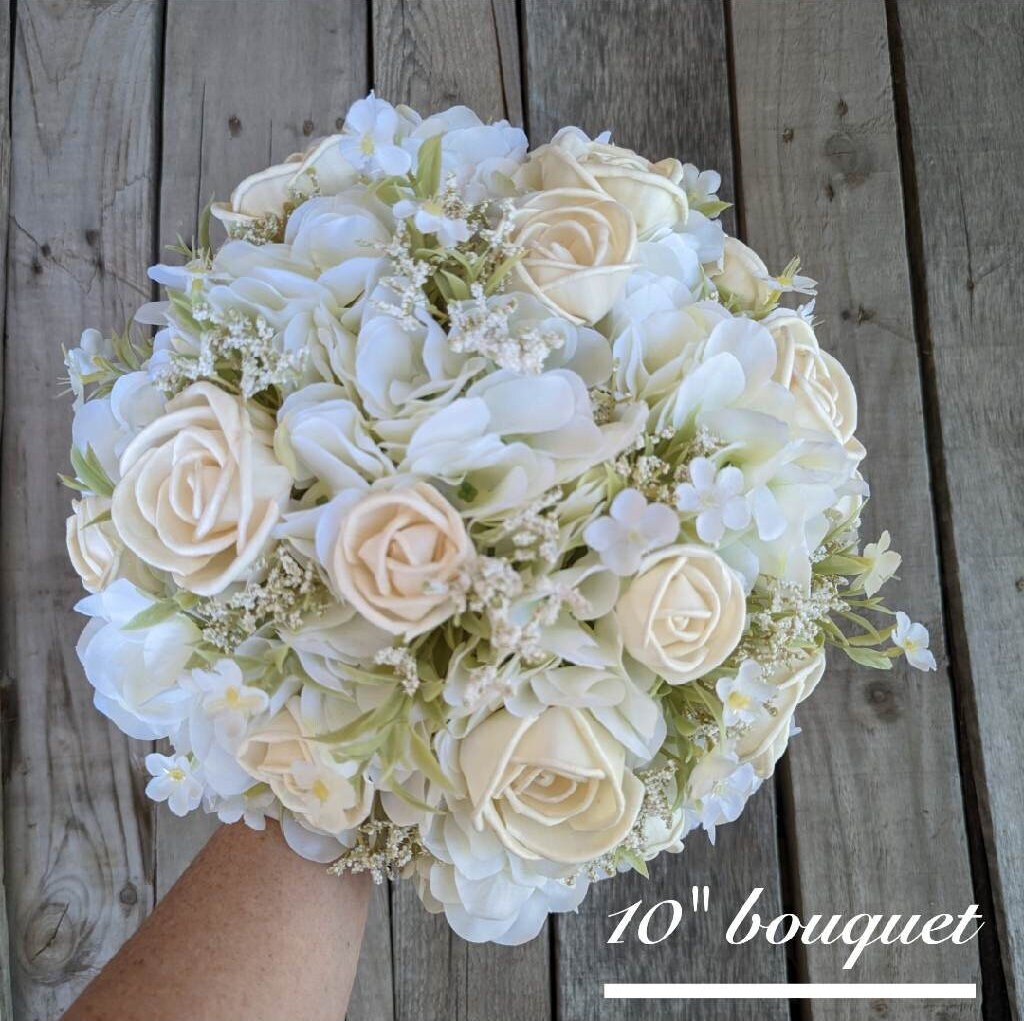 Wood Flower Bouquet and Boutonniere Set, Silk Flower Bouquet, Sola Wood Flowers, Wedding Bouquet Set, Bridal Bouquet and Boutonniere