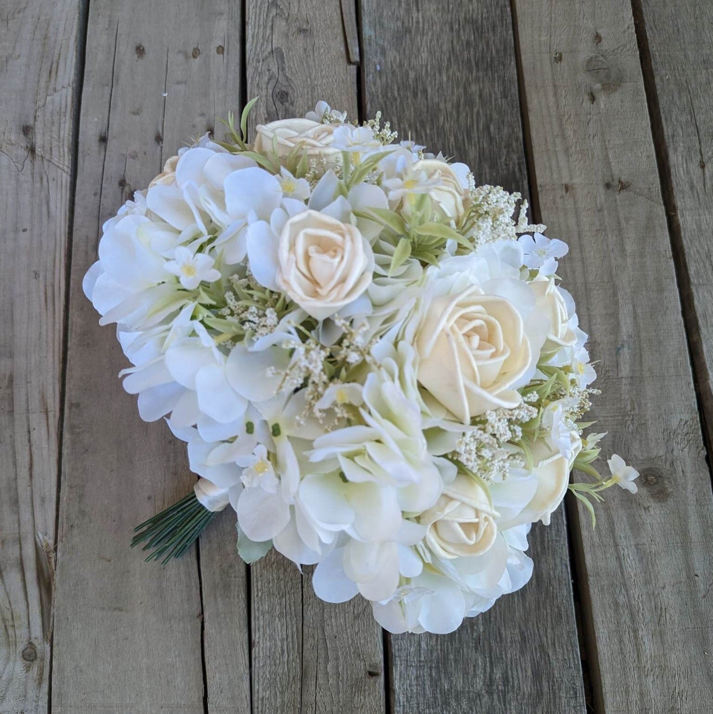 Wood Flower Bouquet and Boutonniere Set, Silk Flower Bouquet, Sola Wood Flowers, Wedding Bouquet Set, Bridal Bouquet and Boutonniere