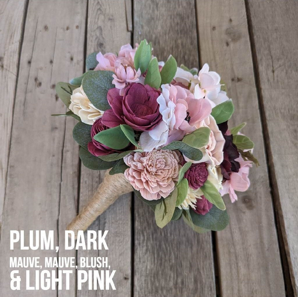 Mauve Wood Flower Bouquet, Dusty Rose Bridal Bouquet, Blush Wedding Bouquet, Wooden Flower Bouquet, Dance Recital Gift, Mauve Bride Bouquet