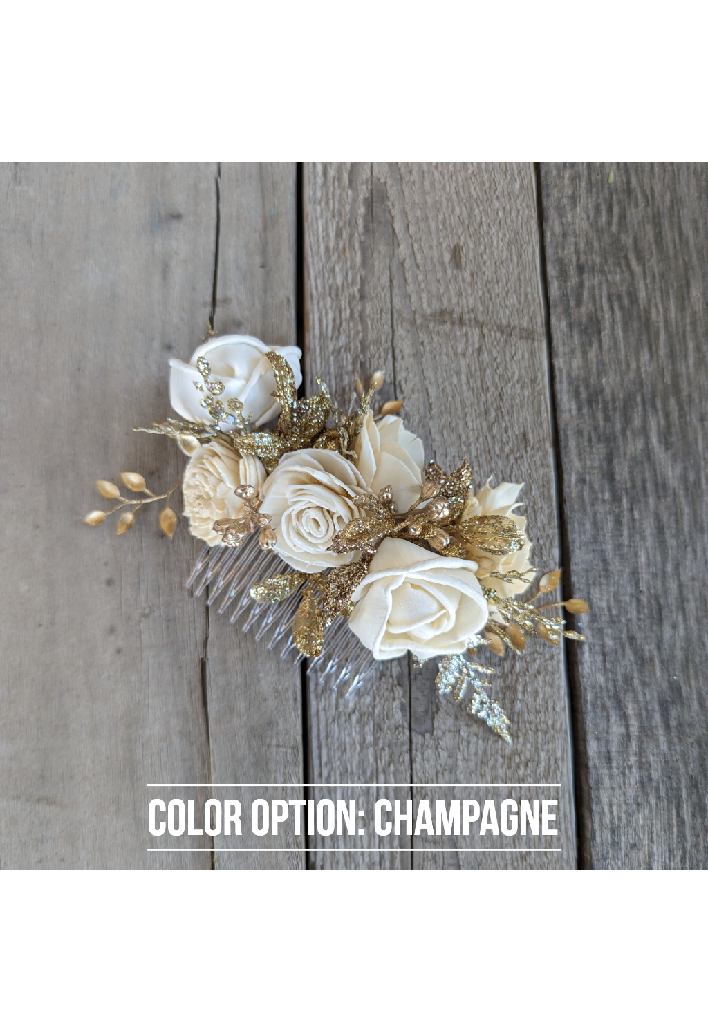 Floral Hair Comb, Gold Flower Comb, Bridal Hair Piece, Flowers for Hair, Wedding Bridal Accessories