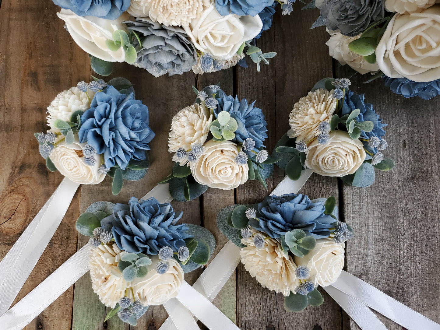 Corsage with Wood Flowers, Sola Wood Flower Wrist Corsage for Prom, Corsage Wristlet for Wedding