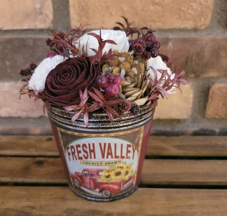 Fall Wood Flower Table Centerpiece, Rustic Fall Home Decor, Wooden Flower Centerpiece, Thanksgiving Table Decor