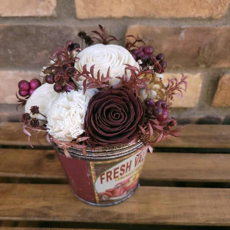 Fall Wood Flower Table Centerpiece, Rustic Fall Home Decor, Wooden Flower Centerpiece, Thanksgiving Table Decor