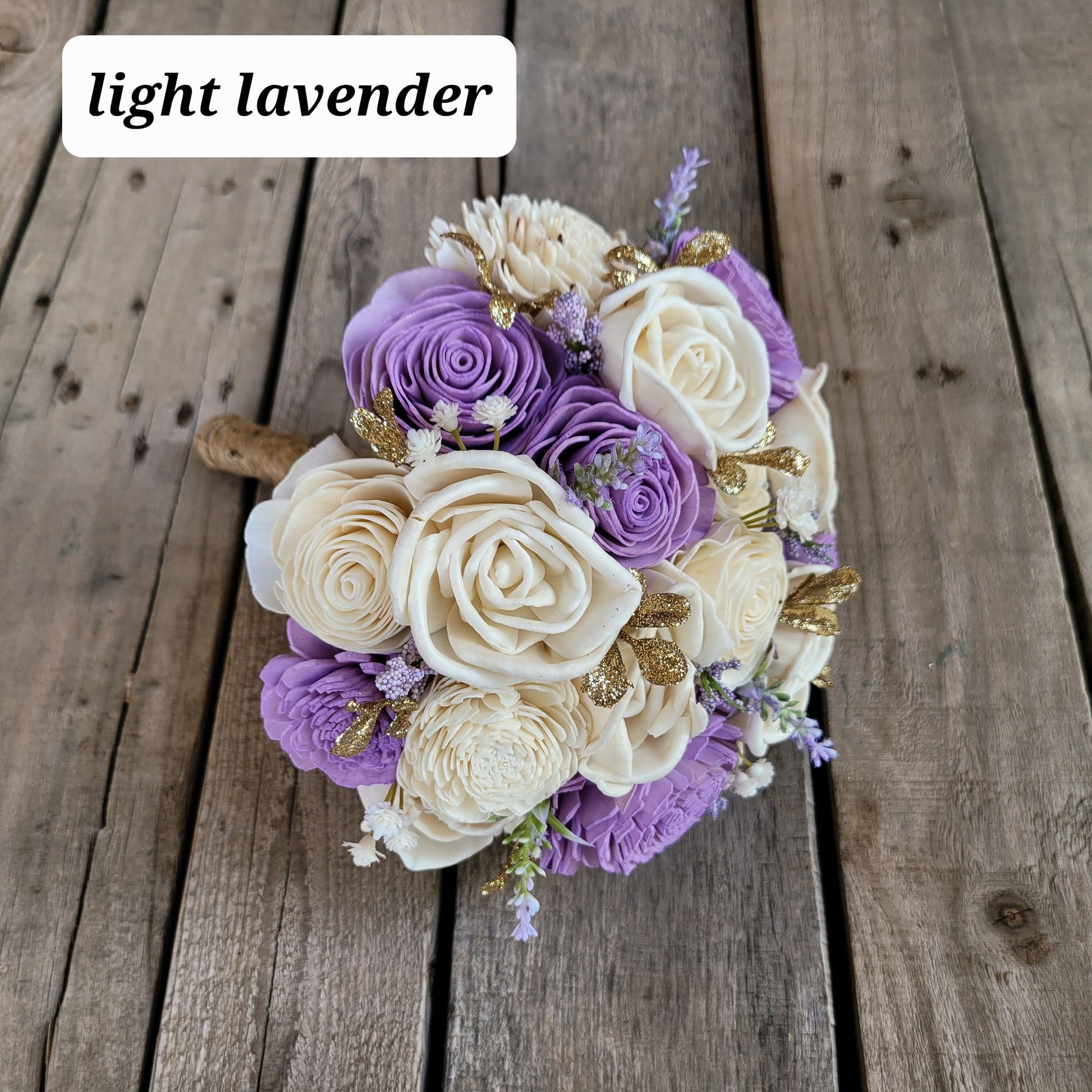 Wood Flower Bouquet with Gold Accent and Color Options, Bridal Bouquet, Bridesmaid Bouquet, Flower Girl Bouquet