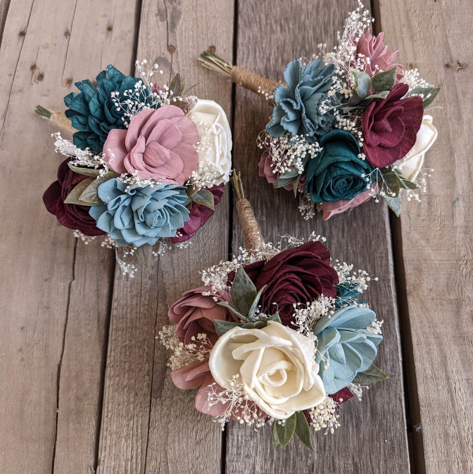Mason Jar Bouquet with Wood Flowers, Wood Flower Table Centerpiece, Wedding Reception Decor, Wedding Centerpiece, Wood Flower Bouquet