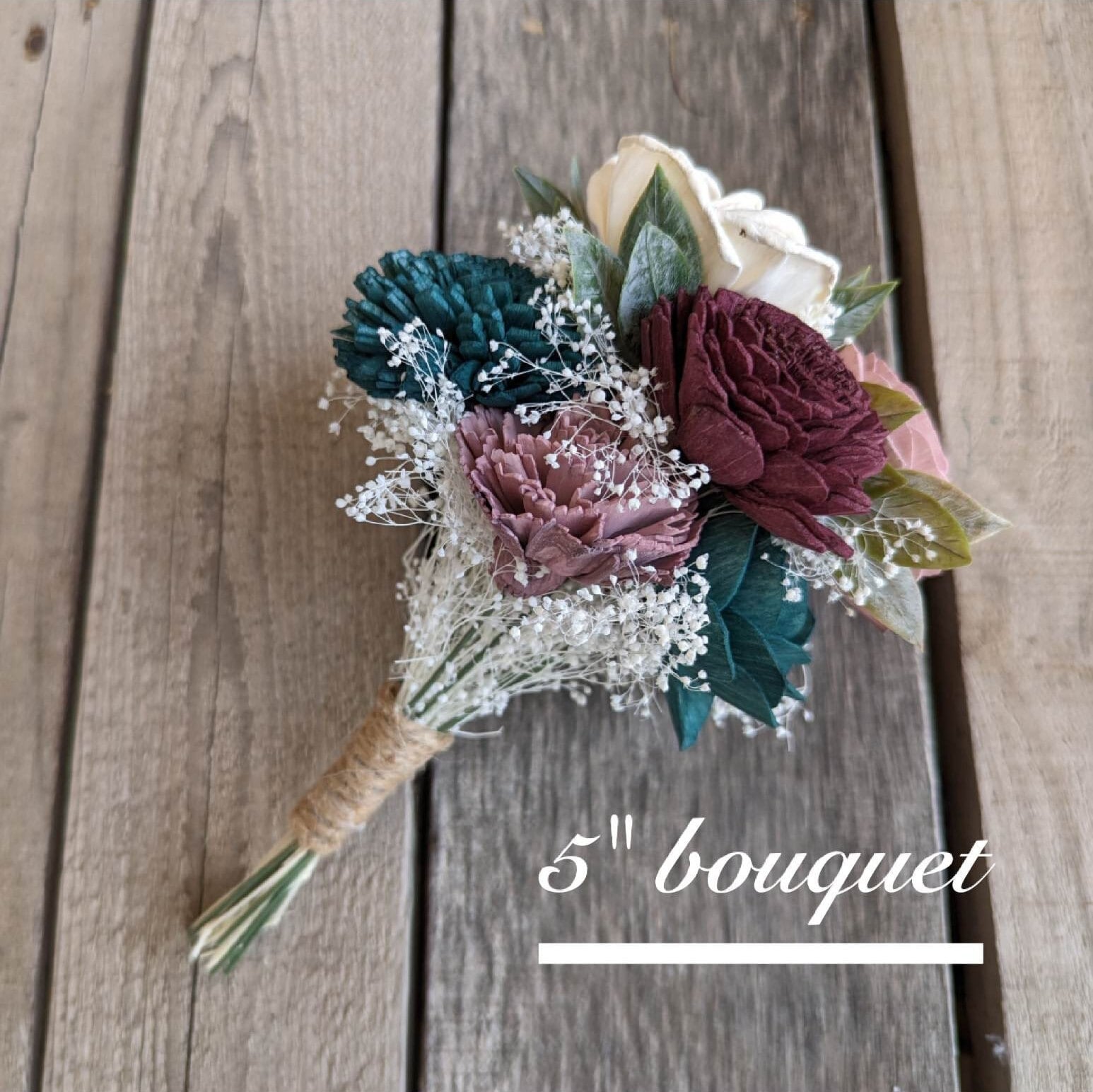 Mason Jar Bouquet with Wood Flowers, Wood Flower Table Centerpiece, Wedding Reception Decor, Wedding Centerpiece, Wood Flower Bouquet
