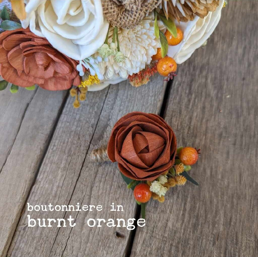 Fall Wedding Bouquet with Sola Wood Flowers, Wood Flower Bridal Bouquet for Bride and Bridesmaid