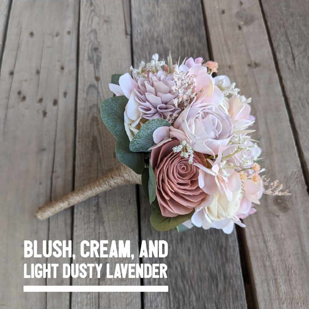 Lavender & Blush Sola Wood Flower Bouquet, Wedding Elopement Bouquet, Destination Bridal Bouquet, Wooden Bridesmaid Flowers