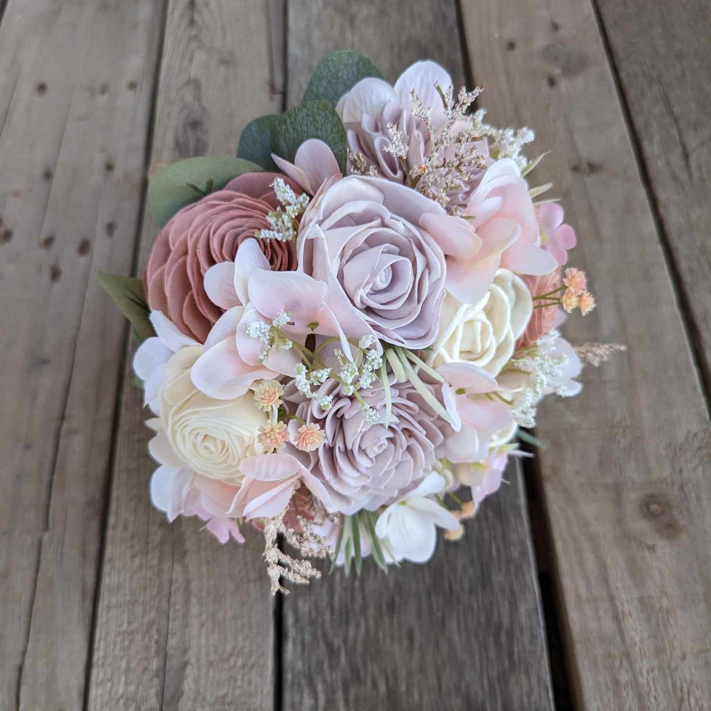Lavender & Blush Sola Wood Flower Bouquet, Wedding Elopement Bouquet, Destination Bridal Bouquet, Wooden Bridesmaid Flowers