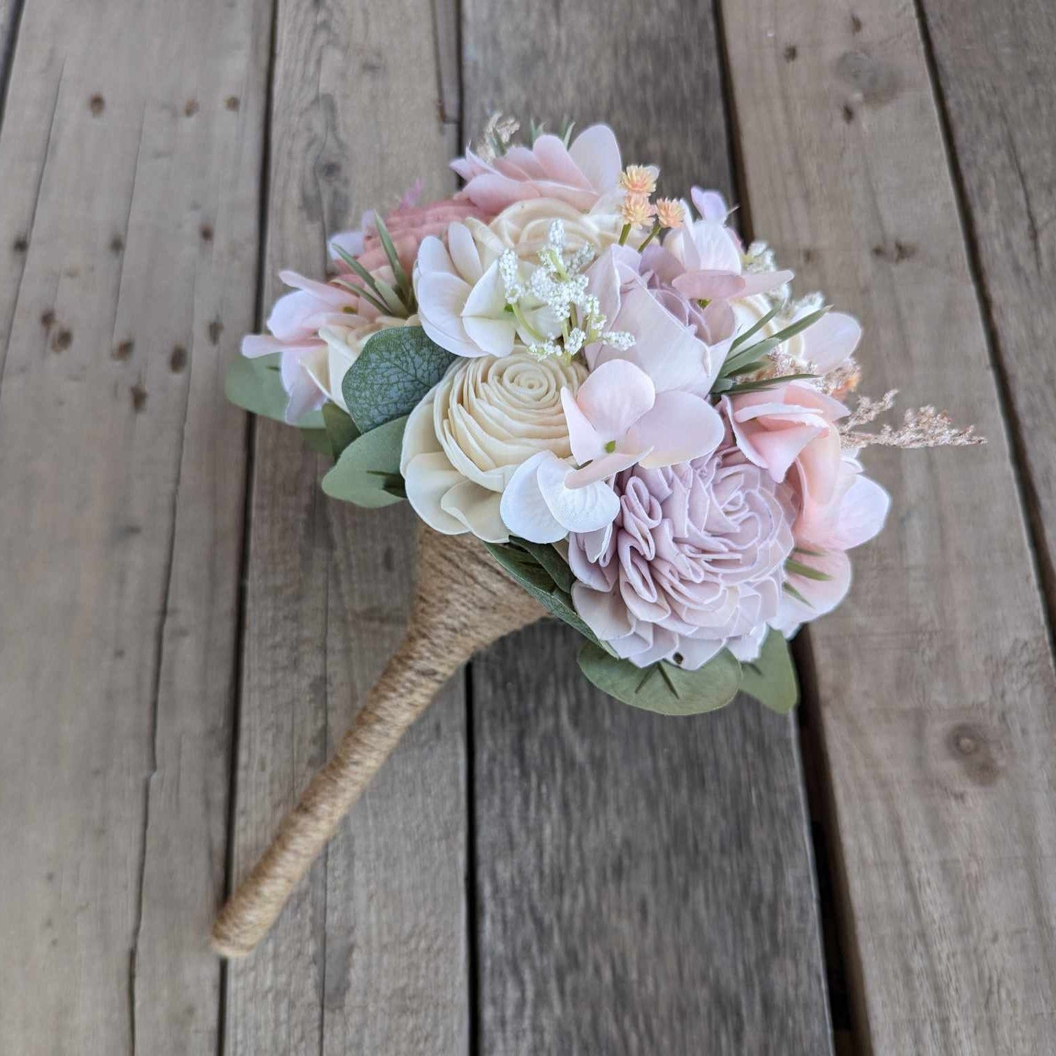 Lavender & Blush Sola Wood Flower Bouquet, Wedding Elopement Bouquet, Destination Bridal Bouquet, Wooden Bridesmaid Flowers