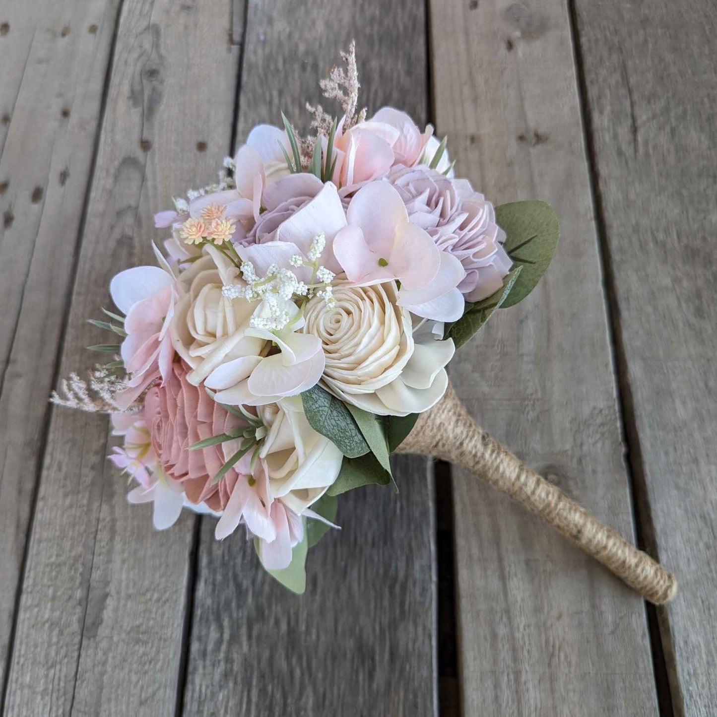 Lavender & Blush Sola Wood Flower Bouquet, Wedding Elopement Bouquet, Destination Bridal Bouquet, Wooden Bridesmaid Flowers