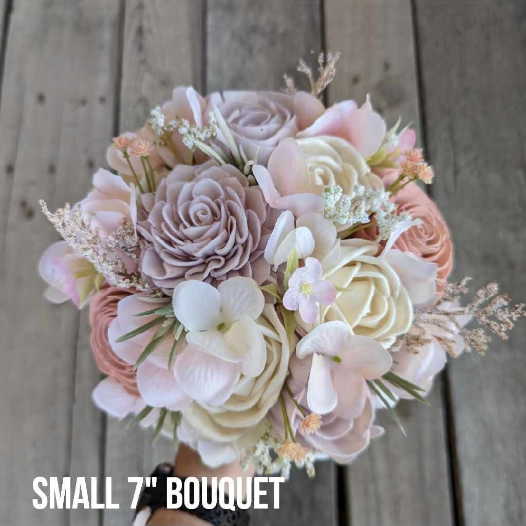 Lavender & Blush Sola Wood Flower Bouquet, Wedding Elopement Bouquet, Destination Bridal Bouquet, Wooden Bridesmaid Flowers