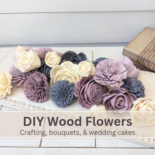 Sola Wood Flowers for Crafting in Slate Blue, Dusty Lavender, and Light Dusty Lavender, DIY Wooden Flowers or Wedding Cake, Bouquets