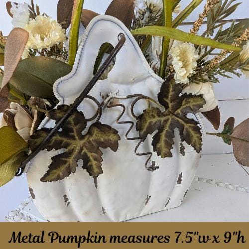 Wood Flowers Floral Arrangement for Fall, Thanksgiving Table Centerpiece, Cream Pumpkin Floral Arrangement, Fall Home Decor