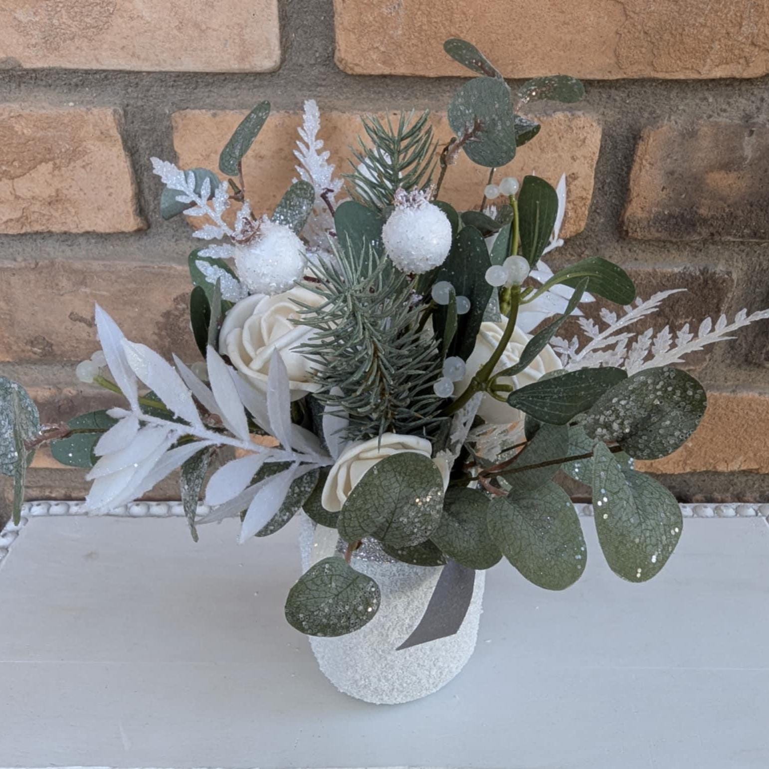 Holiday Wood Flower Mason Jar Arrangement, Christmas Centerpiece, Holiday Hostess Gift, Wooden Flower Table Centerpiece, Festive Florals